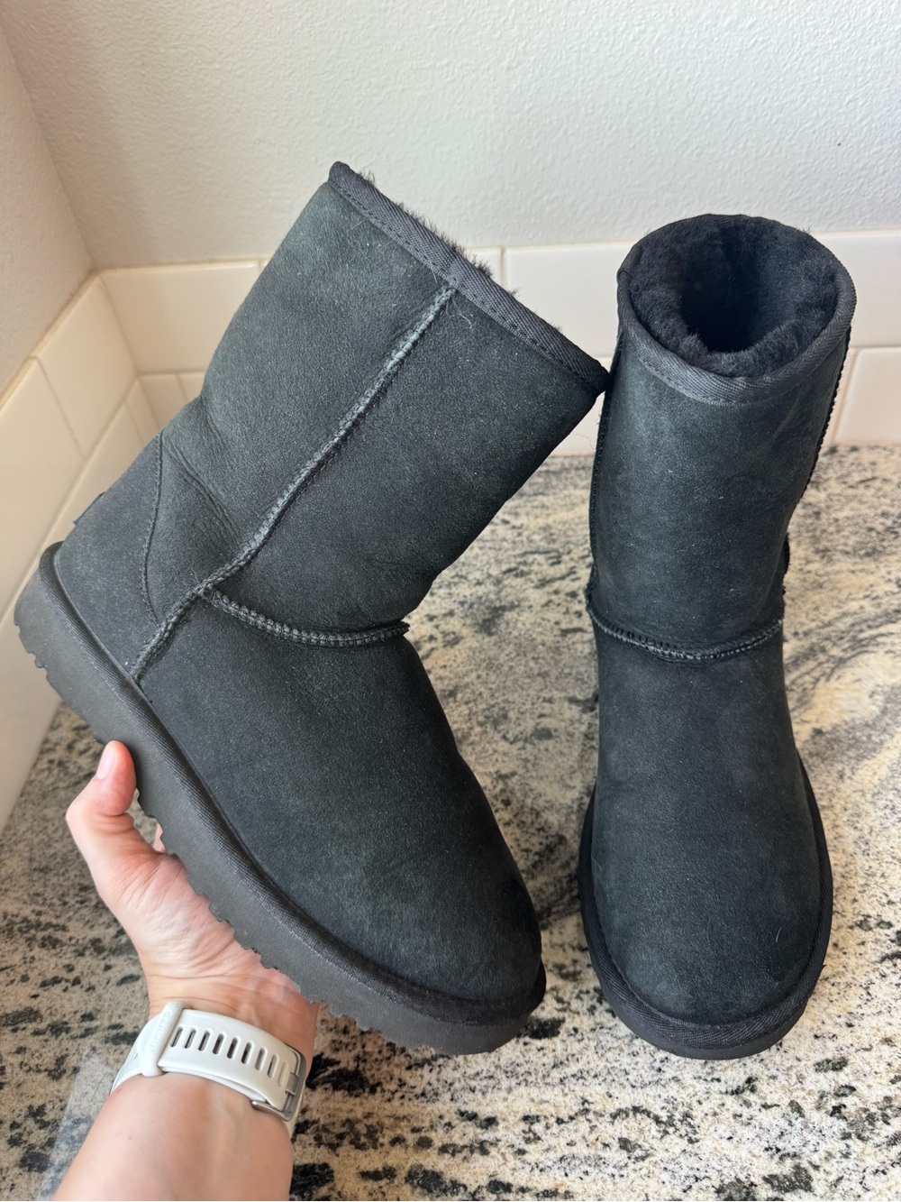 UGG Classic Short II Boot in Black. Size 8. Excellent used condition.